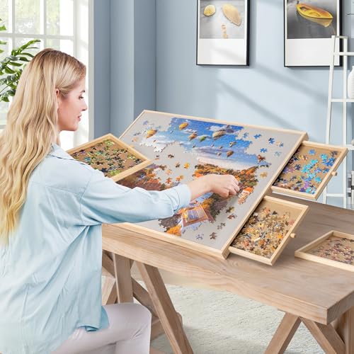 Becko US 1000 Piece Tilting Puzzle Board with 4 Drawers & Protective Cover - size: 1000 pieces