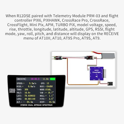 Radiolink R12DSE 2.4Ghz 12 Channels Micro RC Receiver SBUS/PPM Voltage Telemetry Long Range Control for FPV Racing Drone, Quadcopter, Helicopter