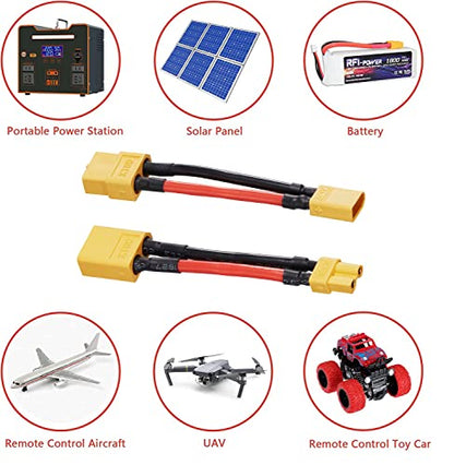 XT30 Male to XT60 Female Plug Connector,XT60-XT30 Extension Cable - size: XT60 Female-XT30 Male
