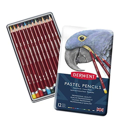 Derwent Pastel Pencils, 4mm Core, Metal Tin, 12 Count (32991) - size: 1 Count (Pack of 12)