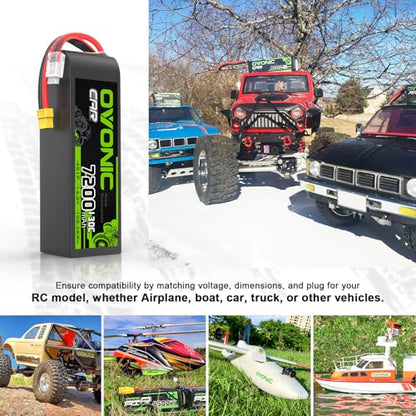 OVONIC 4S LiPo Battery 7200mAh 14.8V 130C RC Battery with XT60 to TRA Connector