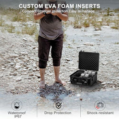 Lekufee Waterproof Hard Case Compatible with DJI Air 3S/3 Drone/Fly More Combo/RC 2/N3/N2 Remote Controller and Accessories (Case Only)