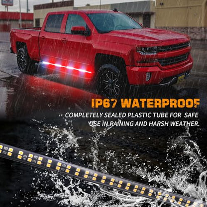 XRIDONSEN 2PCS 70 inch Running Board Emergency Lights 864 LED Strobe Lights - color: Red/White