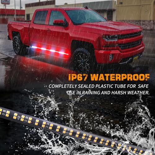 XRIDONSEN 2PCS 70 inch Running Board Lights 864 LED Strobe Lights - color: Red/White