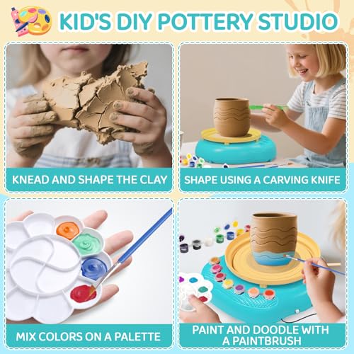 Pottery Wheel for Kids, Complete Kit with Air-Dry Clay, Ages 8-12 - color: Blue