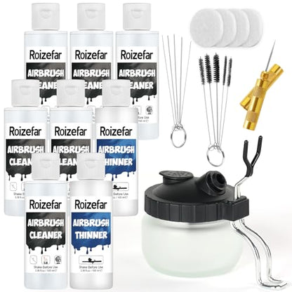 Roizefar Airbrush Cleaning Kit with Pot, 6 Cleaner & 2 Thinner