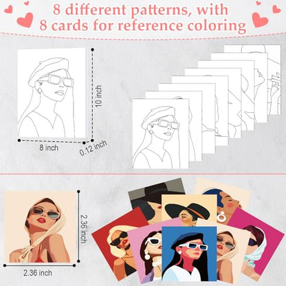Cholemy 36 Pcs Paint and Sip Kit Gift for Adults 8''x10'',Modern Woman - style: Modern Woman