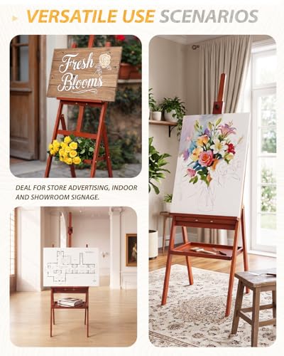 Painting Easel Stand with Storage Tray, 57"-72" Height Adjustable Art Easel - color: Walnut