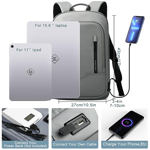 hk Backpack for Men Business Slim Laptop Bag - color: Grey, size: 17.3 Inch