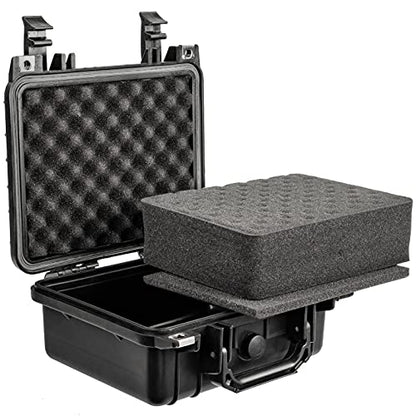 Eylar Small 10.62" Gear, Equipment, Hard Camera Case with Custom Logo Plate, Waterproof with Foam TSA Standards (Black) - color: Black