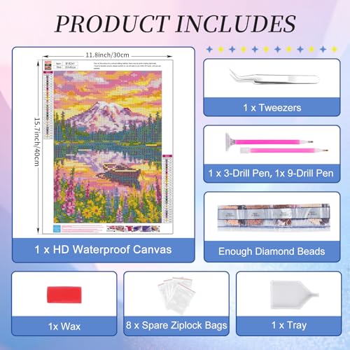 Diamond Art Kits for Adults, Sunset Diamond Painting Kit, 12 x 16 Inch - color: CYDP1P05