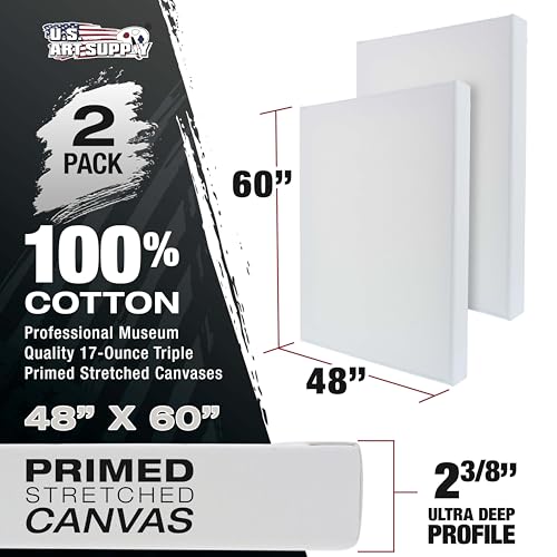 U.S. Art Supply Stretched Canvas for Painting 48" x 60" 2-3/8" Extra Deep - size: 48" x 60"