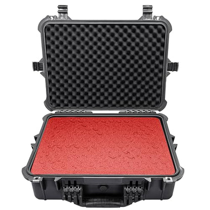 Eylar 20" Large Hard Case Equipped With Ragar Reconfigurable & Reusable XP Crosslinked Foam, Waterproof, Shockproof For Gear, Drones And Cameras (2 Red/Black Ragar Layers) - color: Black