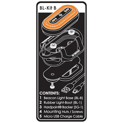 HAZARD 4 Beacon Light Kit-B - LED Core - Rechargeable Wireless Strobe Device - Amber Warning Light - Battery Powered - Includes Boot Cover, SG1, Screws/Plugs, Nuts/Plugs, Charge Cable - style: Kit - B