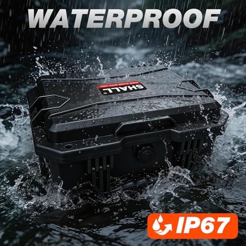 SHALL Hard Case, Cyberdeck Case, IP67 Waterproof Protective Camera Case with Customizable Foam, Protection for Camera, Drones, Lens, Equipment, 14"x11"x6", Black - color: Black