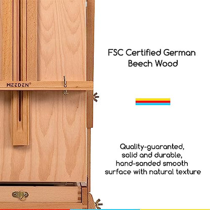 MEEDEN Portable French Sketchbox Art Easel: Foldable Standing Field Easel - color: Natrual