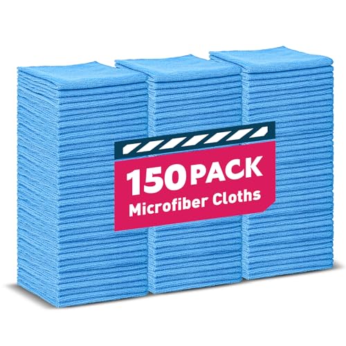 TEAWOO Blue Microfiber Towels Bulk-150 Pack, Cleaning Cloths - color: Blue, size: 150 Pack