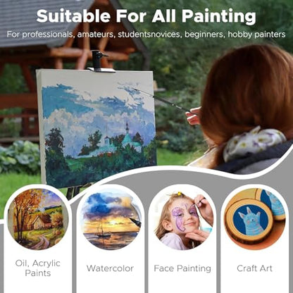Bougimal 33 Pcs Paint Brush Set, No-Shedding Artist Paint Brushes - color: Black