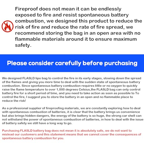 FLASLD E-Bike Battery Bag Fireproof Safe Charging Bag Explosionproof Lipo Battery Bag Large Capatity for Storage Charging (16 x 4.3 x 5in) - color: 16 x 4.3 x 5inch