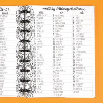 kellofaplan Lettering and Calligraphy Practice Book – Hand Lettering Handwriting Practice Book with Premium Paper, Disc-Bound, 50+ Guided Pages for Brush Pens & Modern Calligraphy