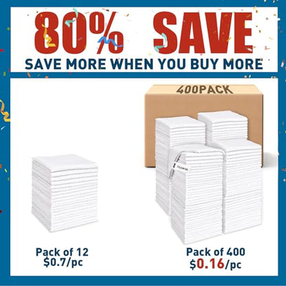 TEAWOO White Microfiber Cleaning Cloths Bulk-400 Pack, Cleaning Rags White - color: White, size: 400 Pack