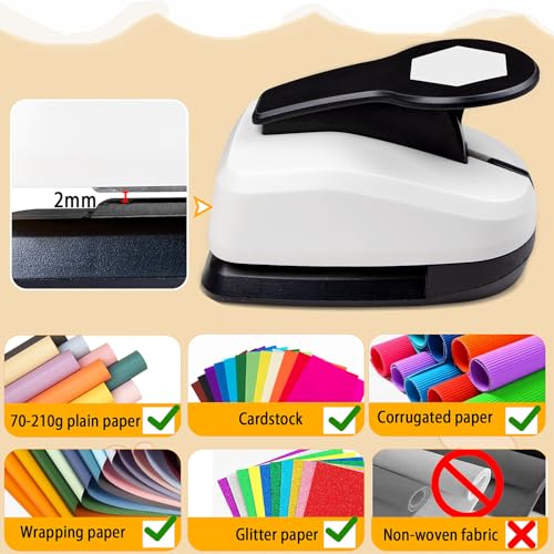 Hexagon Paper Punch, Hexagon Punch 1.97 Inch for Scrapbook DIY Arts Project - style: Hexagon