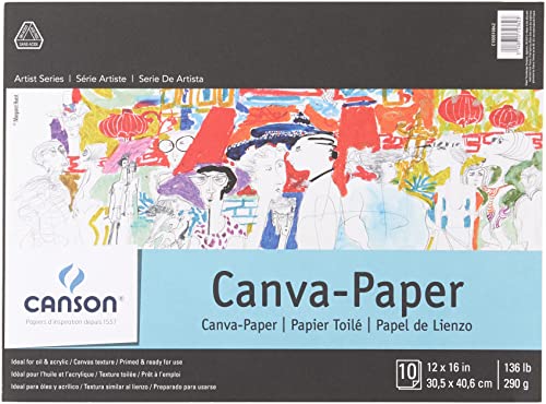 Canson Foundation Series Canva-Paper Pad, 12" x 16", Fold-over Cover, 10 Sheets (100510842) - size: 12" x 16"