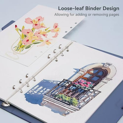 Lightwish Watercolor Sketchbook,100% Cotton 300gsm/140lb Cold Press - color: Hard Shell Blue