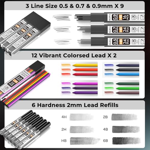 Nicpro 37PCS Metal Mechanical Pencil Set with 33PCS Aesthetic Highlighter and Gel Pen set