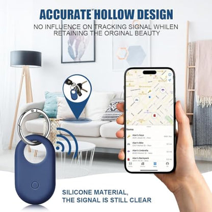 Smart Tag 2 Case Compatible with Samsung Galaxy SmartTag2 Holder, Anti Lost Secure Keyring for Keys Pet Collar Luggage Bag Travel, Full Cover Protective SmartTag 2 Keychain, 4-Pack Black/Blue