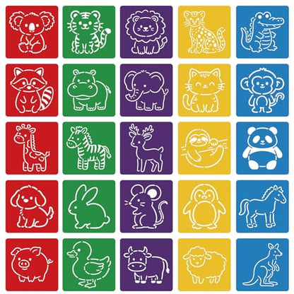 CUTHOLLOW 25 PCS Cartoon Animals Painting Shape Stencils Sets - style: Cartoon animals