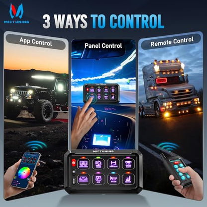 MICTUNING P1Y 8 Gang Switch Panel, Remote and APP Control, Up to 230FT - size: RGB 8 Gang(APP+Remote Control)