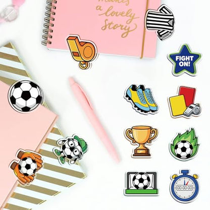 MAYJOYDIY 24Pcs 12 Styles Sport Football Acrylic Chip Clips Soccer Shirt Champion Cup Bag Sealer Sealing Closures Gloves with Ball Bag Clips for Food Storage Airtight Seal Grip - color: Football