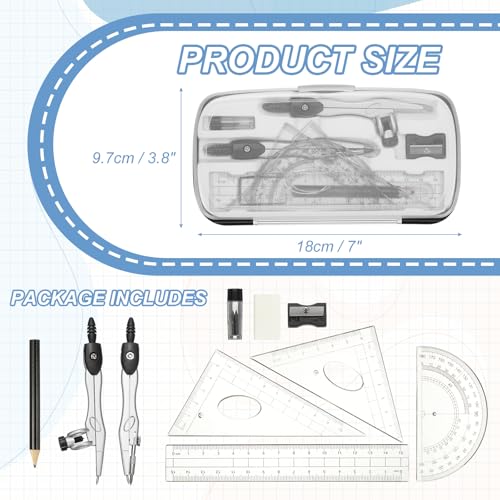 PATIKIL Geometry Precision Tool Set, 11 Pcs Geometry Set Compass Tool with Shatterproof Storage Box Rulers Math Compass Kit for Math Drafting Supplies, Black(Style 1) - color: Black