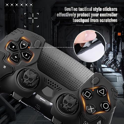 GesTac Tactical Skin Set for PS5 Edge Controller, Anti-Slip Silicone Protective Cover Skin Case Compatible with PS5 Edge Wireless Controller with 2 Thumb Grip Caps - Ghost Gray - color: Ghost Gray