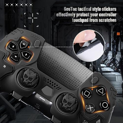 GesTac Tactical Skin Set for PS5 Edge Controller, Anti-Slip Silicone Protective Cover Skin Case Compatible with PS5 Edge Wireless Controller with 2 Thumb Grip Caps - Ghost Gray - color: Ghost Gray