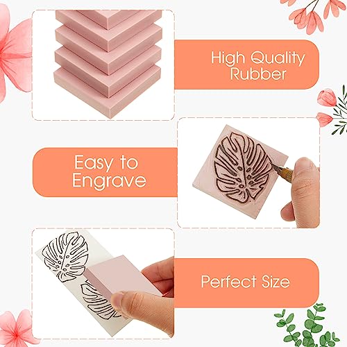 Frienda 48 Pcs 2" x 2" Rubber Carving Block Printmaking Stamp, Pink - color: Pink