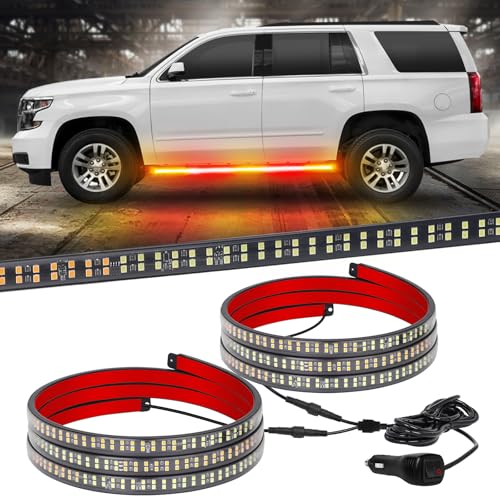 XRIDONSEN 2PCS 60 inch Running Board Strobe Lights Truck Emergency Lights - color: Amber/Red