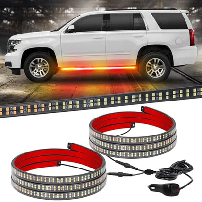 XRIDONSEN 2PCS 60 inch Running Board Strobe Lights Truck Emergency Lights - color: Amber/Red