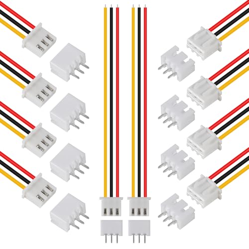ACEIRMC 10Pairs JST-XH Connector Kit, XH 2.54mm 3 Pin Header Male and Female Connectors Plug Adapter with Flat Wire Cable 200mm 26AWG Compatible with JST XH (3P) - color: 3P