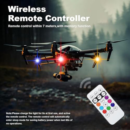 Flyant Wireless Led Strobe Lights with Remote Control,8 Colors Waterproof Anti-Collision USB CharingLed Warning Light,Wireless Led Lights for Car Drone Truck Motorcycle Aircraft Bike (8PC) - color: 8PC
