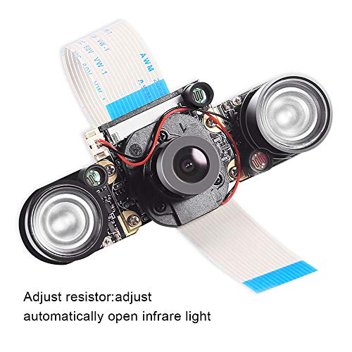 DORHEA Raspberry Pi 4 Camera Module Automatic IR-Cut Sensor Day/Night Vision Video Webcam HD 5MP 1080P OV5647 Adjustable Focus with IR Sensor LED Light for Raspberry Pi 3 B+ 4B 2 Model B/B+ / A/A+ - size: module with led