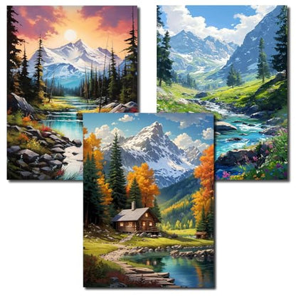 Axquilon 3 Pack Landscape Diamond Art Kits for Adults 12x16inch - color: 3 Pack Landscape