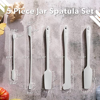 DI ORO Silicone Jar Spatula Set - 600F Heat Resistant, 5-Pc Stone - color: Stone