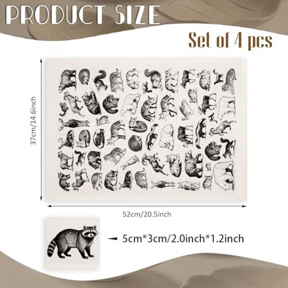 EVERJOYCRAFT 4pcs Underglaze Transfers for Pottery Animals Ceramic Decal - color: Forest Animals