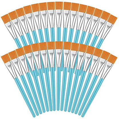 Zonon 30Pcs Paint Brush Bulk Small Flat Tip Acrylic Oil Brush, 3/4'', Blue - size: 3/4''