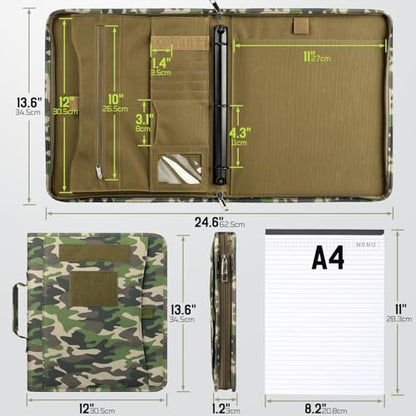 Livans Portfolio Padfolio Binder Detachable 3-Ring Planner - color: Camogreen