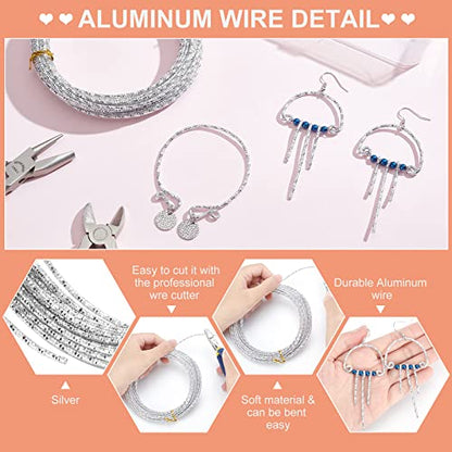 BENECREAT 12 Gauge 33 Feet Textured Silver Wire Diamond Cut Aluminum Craft Wire for Ornaments Making and Other Jewelry Craft Work - size: Diamond Cut 2
