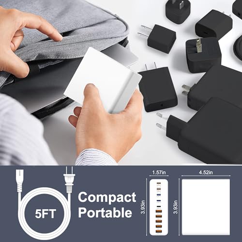 800W USB C Charger Block,10-Port GaN Charging Station - color: White