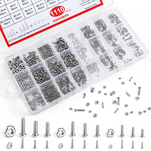 1110Pcs 304 Stainless Steel Tiny＆ Small Screws, Metric Micro Screw Nuts